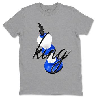 AJ1 Game Royal shirt to match jordans 3D King sneaker tees Air Jordan 1 Game Royal SNRT Sneaker Release Tees unisex cotton Heather Grey 2 crew neck shirt