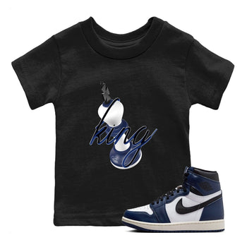 1s Midnight Navy shirts to match jordans 3D King sneaker match tees Air Jordan 1 Midnight Navy match shoes to clothes SNRT Sneaker Tees Youth Baby Black 1 tee