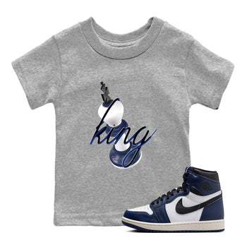 1s Midnight Navy shirts to match jordans 3D King sneaker match tees Air Jordan 1 Midnight Navy match shoes to clothes SNRT Sneaker Tees Youth Baby Heather Grey 1 tee