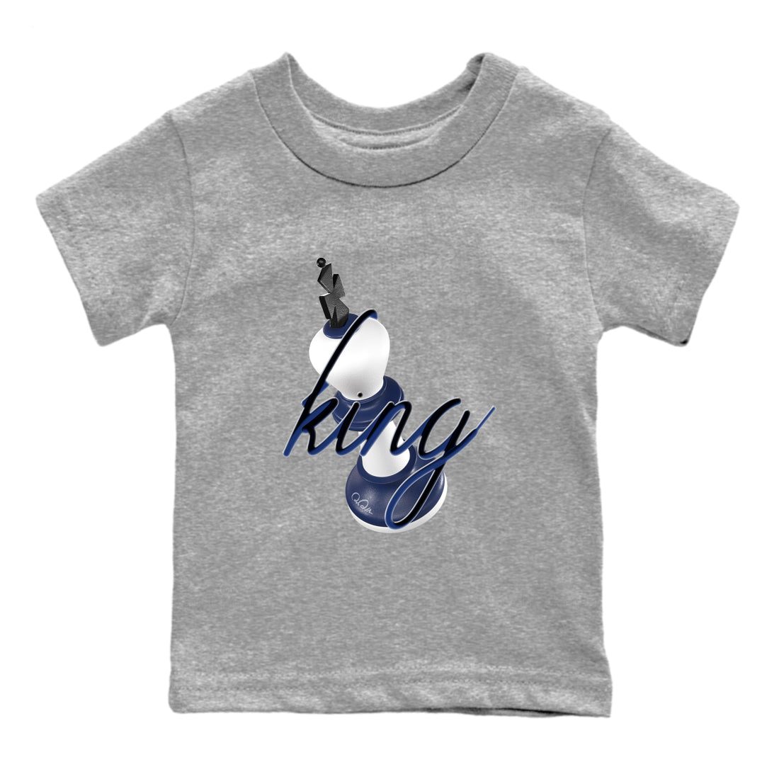 1s Midnight Navy shirts to match jordans 3D King sneaker match tees Air Jordan 1 Midnight Navy match shoes to clothes SNRT Sneaker Tees Youth Baby Heather Grey 2 tee