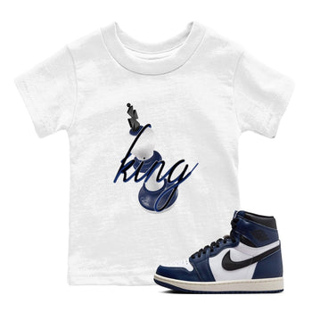 1s Midnight Navy shirts to match jordans 3D King sneaker match tees Air Jordan 1 Midnight Navy match shoes to clothes SNRT Sneaker Tees Youth Baby White 1 tee