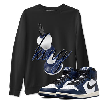 1s Midnight Navy shirts to match jordans 3D King sneaker match tees Air Jordan 1 Midnight Navy match shoes to clothes SNRT Sneaker Tees unisex cotton Black 1 shirts