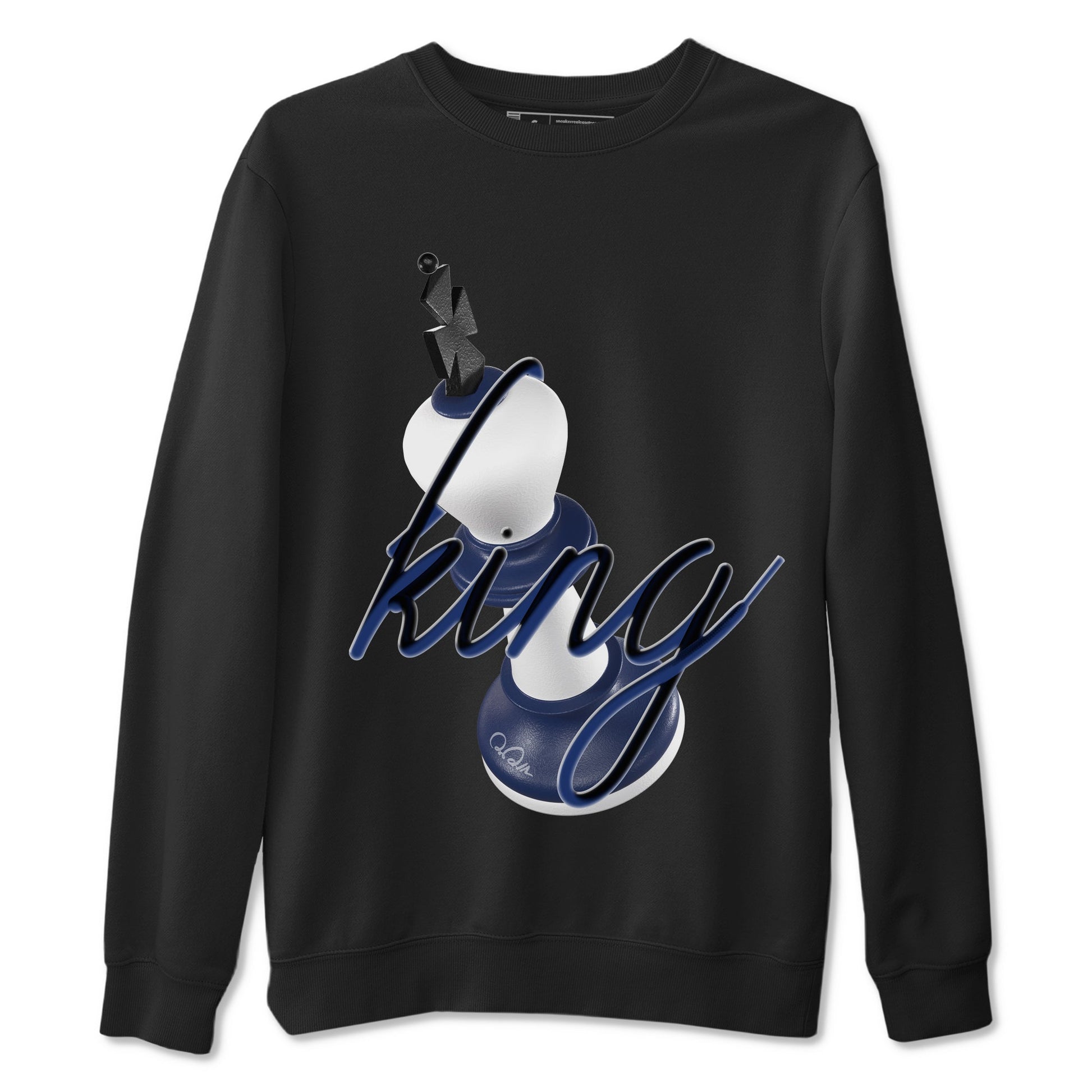 1s Midnight Navy shirts to match jordans 3D King sneaker match tees Air Jordan 1 Midnight Navy match shoes to clothes SNRT Sneaker Tees unisex cotton Black 2 shirts