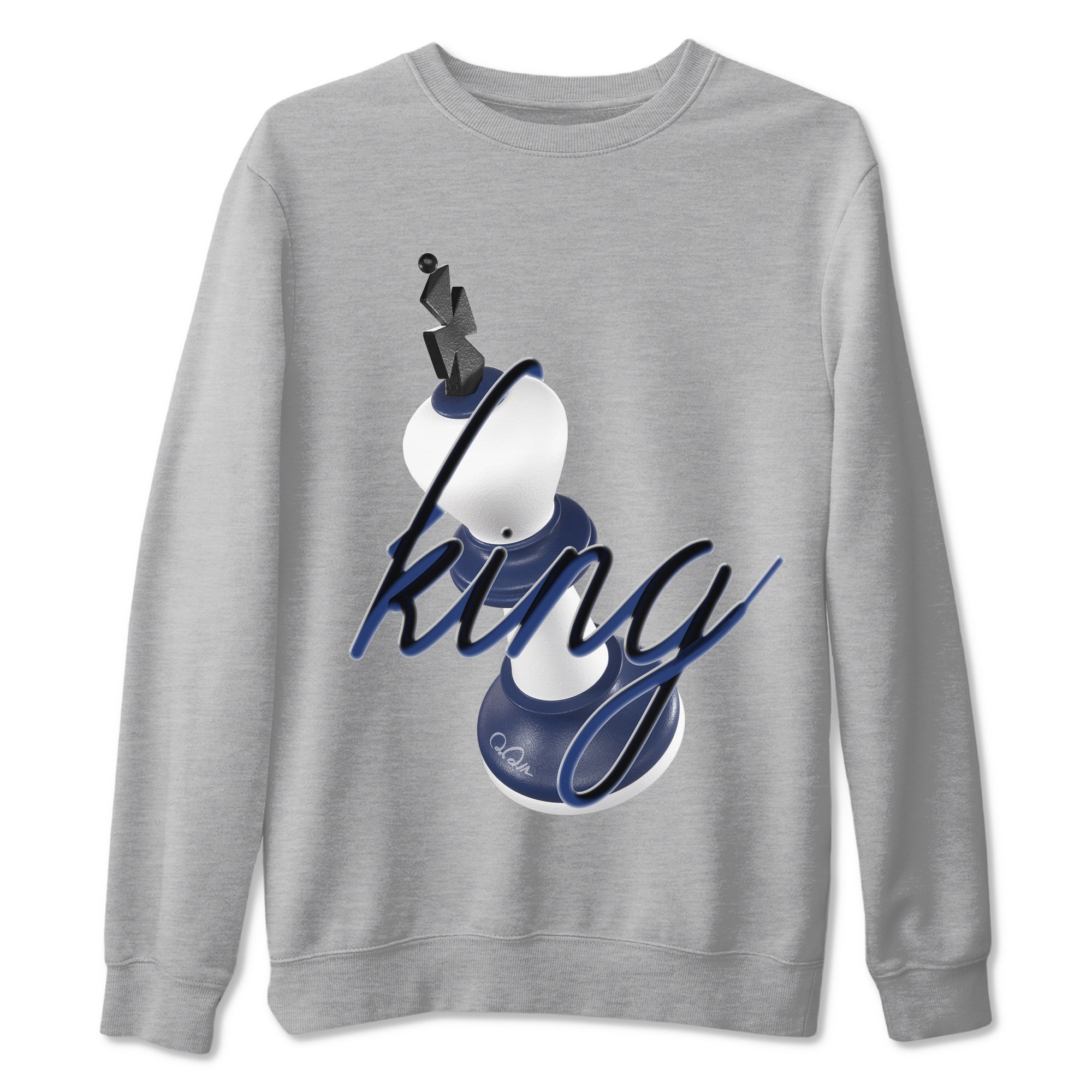 1s Midnight Navy shirts to match jordans 3D King sneaker match tees Air Jordan 1 Midnight Navy match shoes to clothes SNRT Sneaker Tees unisex cotton Heather Grey 2 shirts