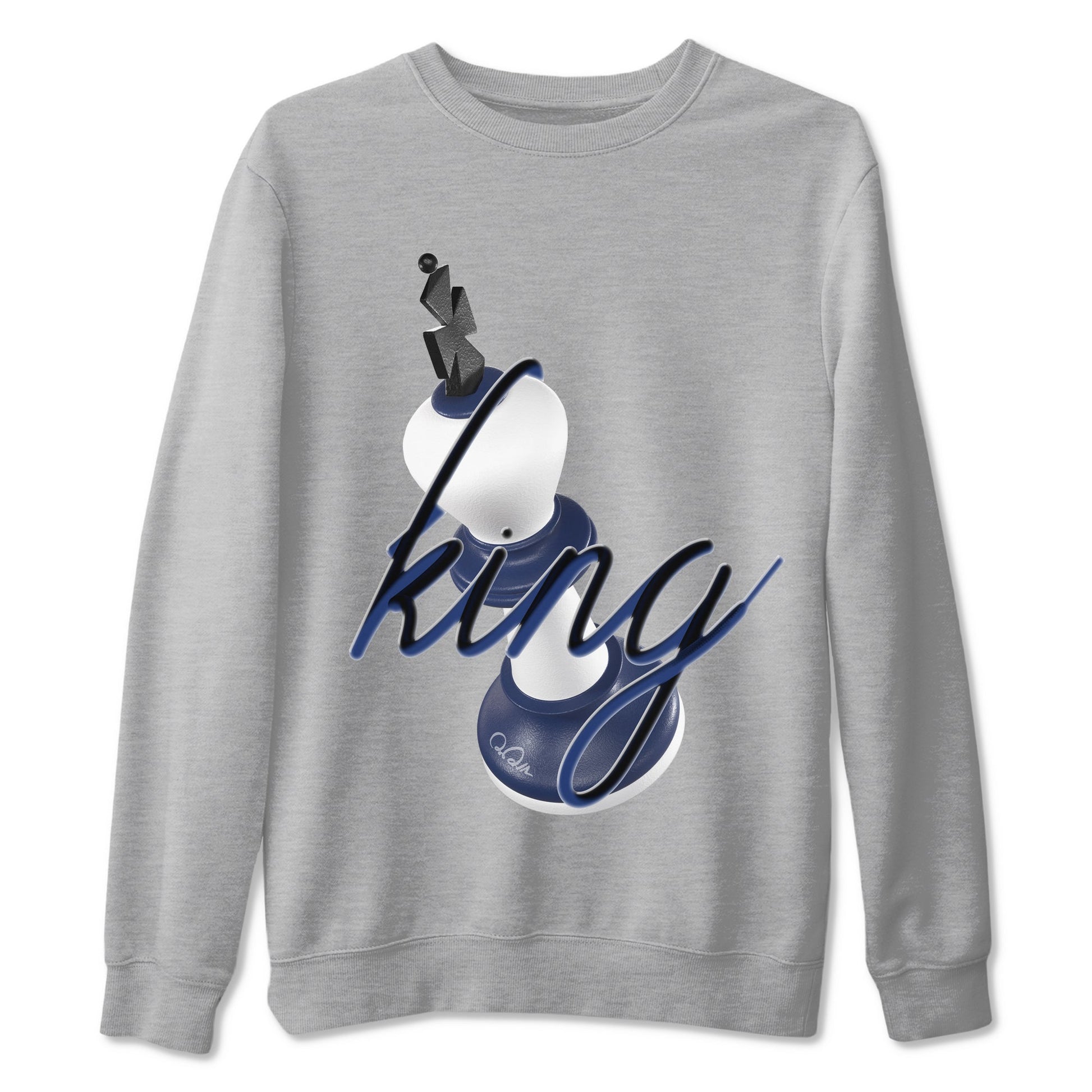 1s Midnight Navy shirts to match jordans 3D King sneaker match tees Air Jordan 1 Midnight Navy match shoes to clothes SNRT Sneaker Tees unisex cotton Heather Grey 2 shirts