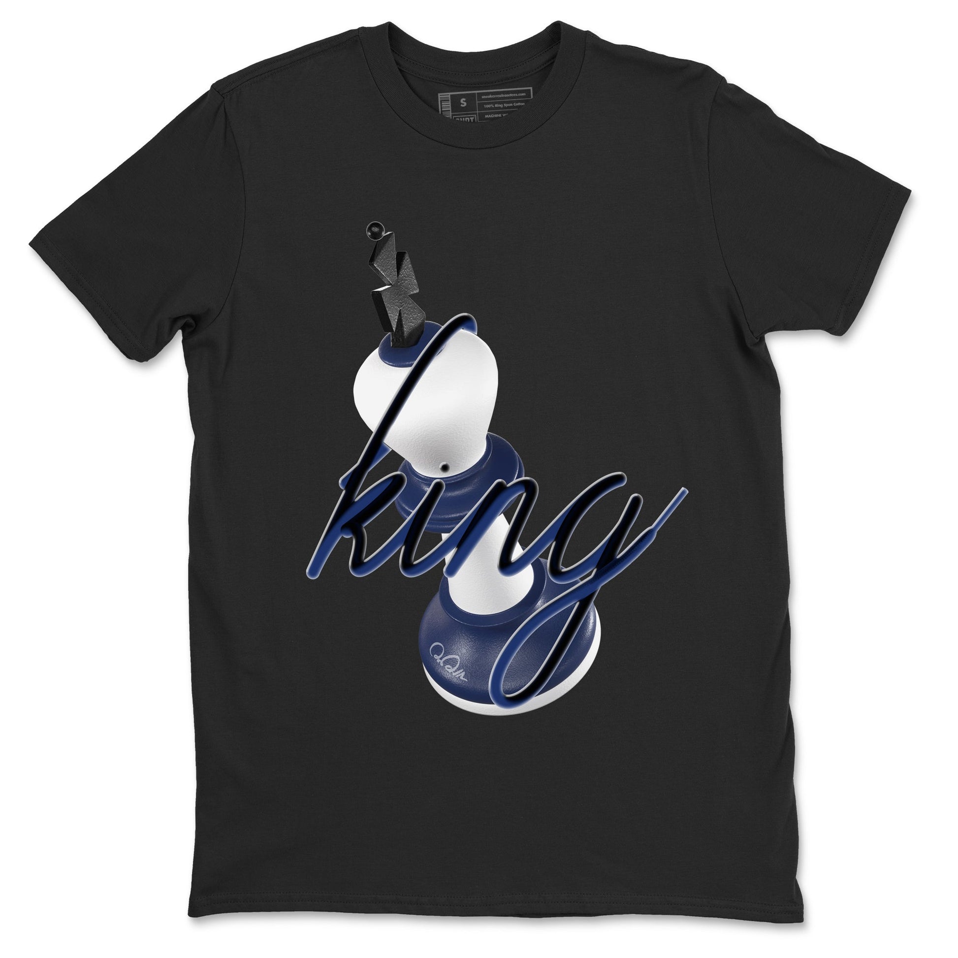 1s Midnight Navy shirts to match jordans 3D King sneaker match tees Air Jordan 1 Midnight Navy match shoes to clothes SNRT Sneaker Tees unisex cotton Black 2 shirts