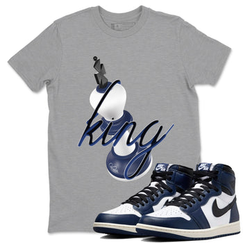 1s Midnight Navy shirts to match jordans 3D King sneaker match tees Air Jordan 1 Midnight Navy match shoes to clothes SNRT Sneaker Tees unisex cotton Heather Grey 1 shirts