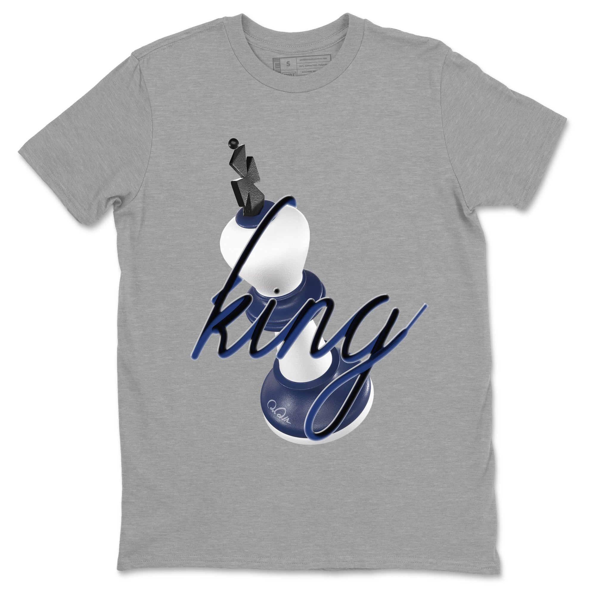 1s Midnight Navy shirts to match jordans 3D King sneaker match tees Air Jordan 1 Midnight Navy match shoes to clothes SNRT Sneaker Tees unisex cotton Heather Grey 2 shirts