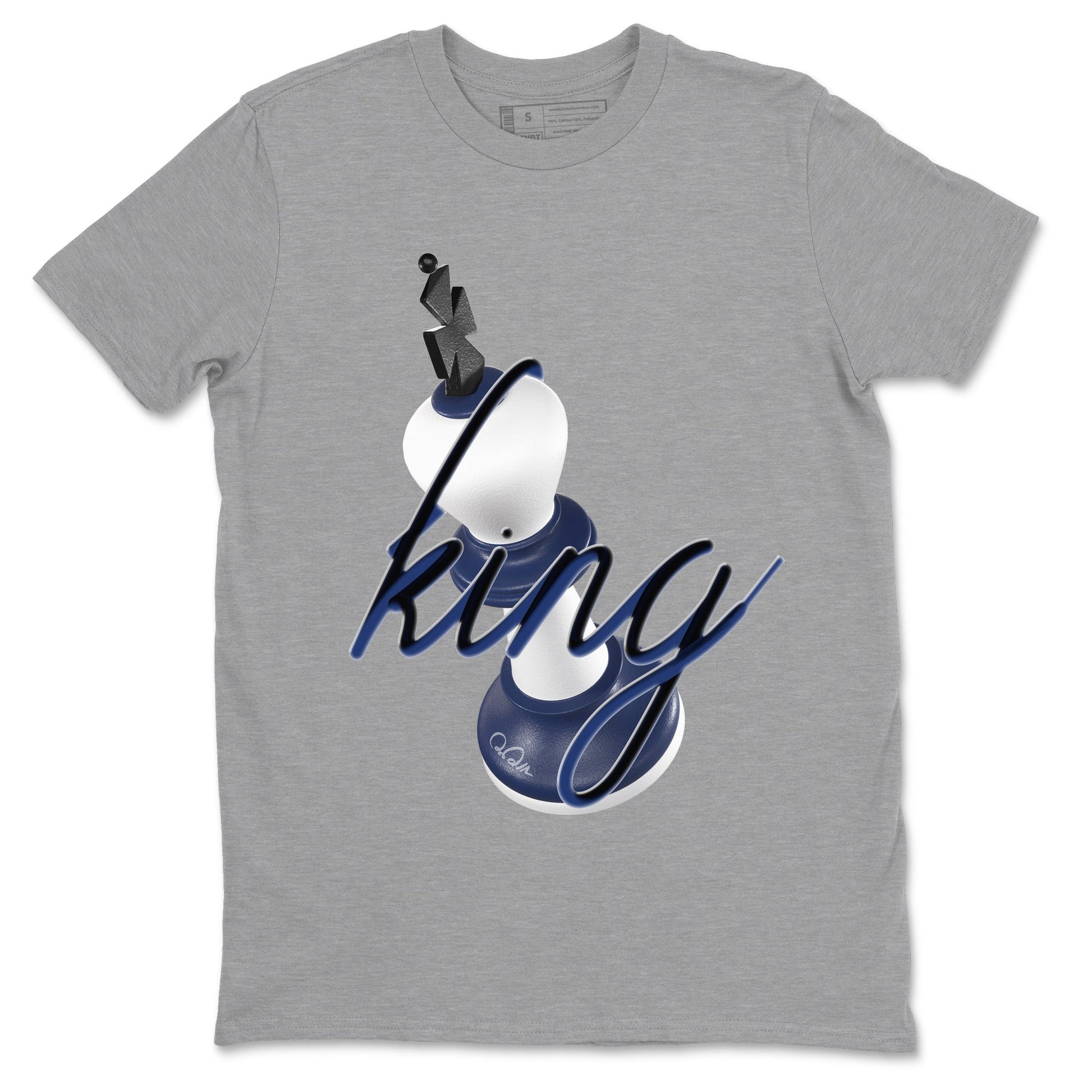 1s Midnight Navy shirts to match jordans 3D King sneaker match tees Air Jordan 1 Midnight Navy match shoes to clothes SNRT Sneaker Tees unisex cotton Heather Grey 2 shirts