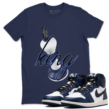 1s Midnight Navy shirts to match jordans 3D King sneaker match tees Air Jordan 1 Midnight Navy match shoes to clothes SNRT Sneaker Tees unisex cotton Navy 1 shirts