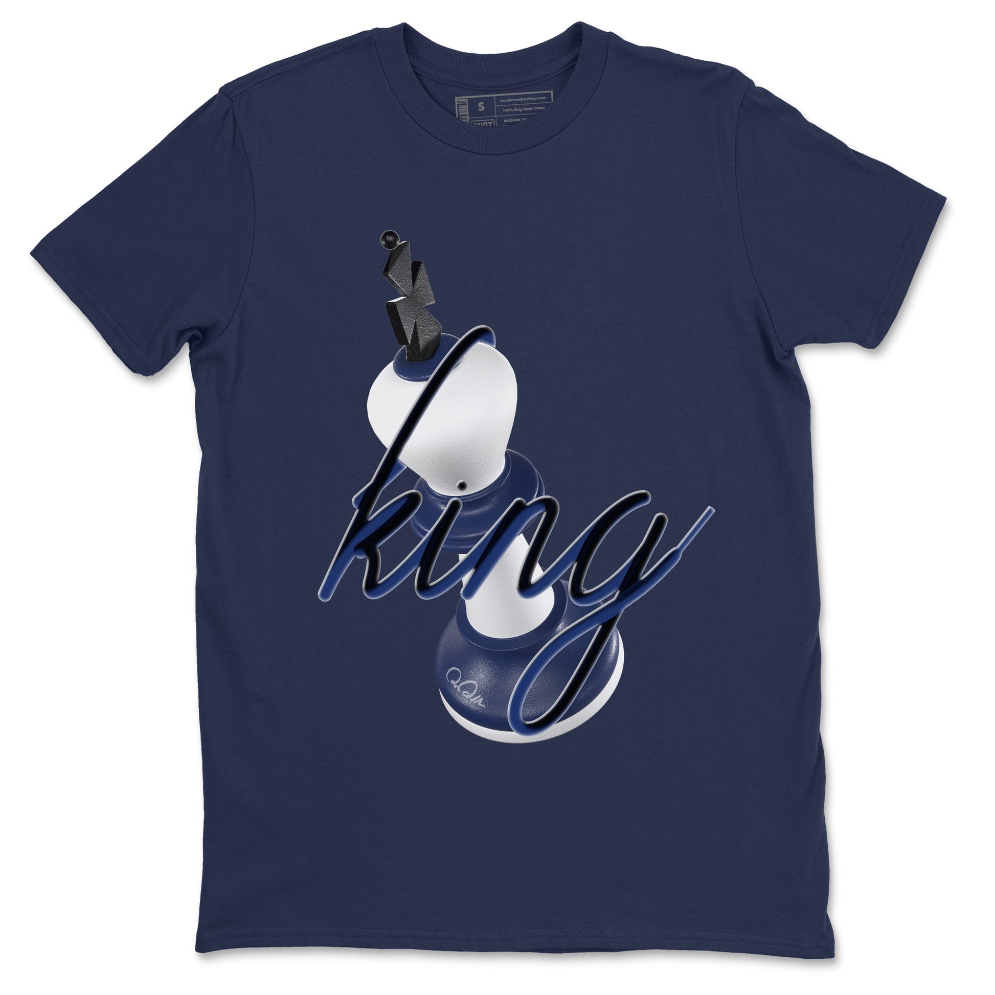 1s Midnight Navy shirts to match jordans 3D King sneaker match tees Air Jordan 1 Midnight Navy match shoes to clothes SNRT Sneaker Tees unisex cotton Navy 2 shirts