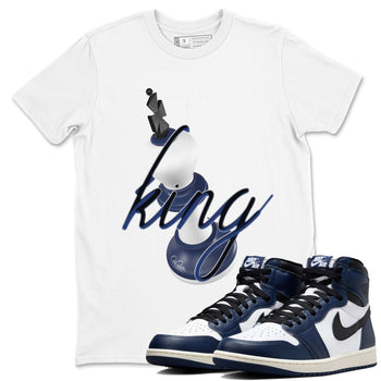 1s Midnight Navy shirts to match jordans 3D King sneaker match tees Air Jordan 1 Midnight Navy match shoes to clothes SNRT Sneaker Tees unisex cotton White 1 shirts
