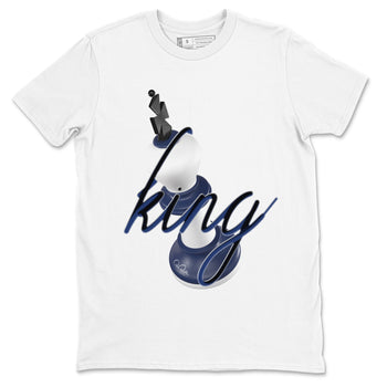 1s Midnight Navy shirts to match jordans 3D King sneaker match tees Air Jordan 1 Midnight Navy match shoes to clothes SNRT Sneaker Tees unisex cotton White 2 shirts