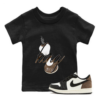1s Low OG Mocha shirts to match jordans 3D King sneaker match tees Air Jordan 1 Mocha match shoes to clothes SNRT Sneaker Tees Youth Baby Black 1 tee