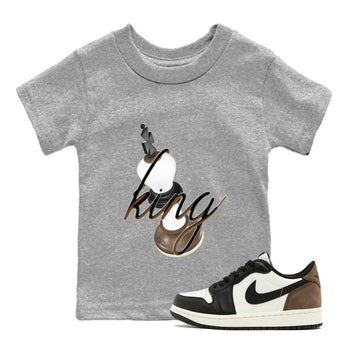 1s Low OG Mocha shirts to match jordans 3D King sneaker match tees Air Jordan 1 Mocha match shoes to clothes SNRT Sneaker Tees Youth Baby Heather Grey 1 tee