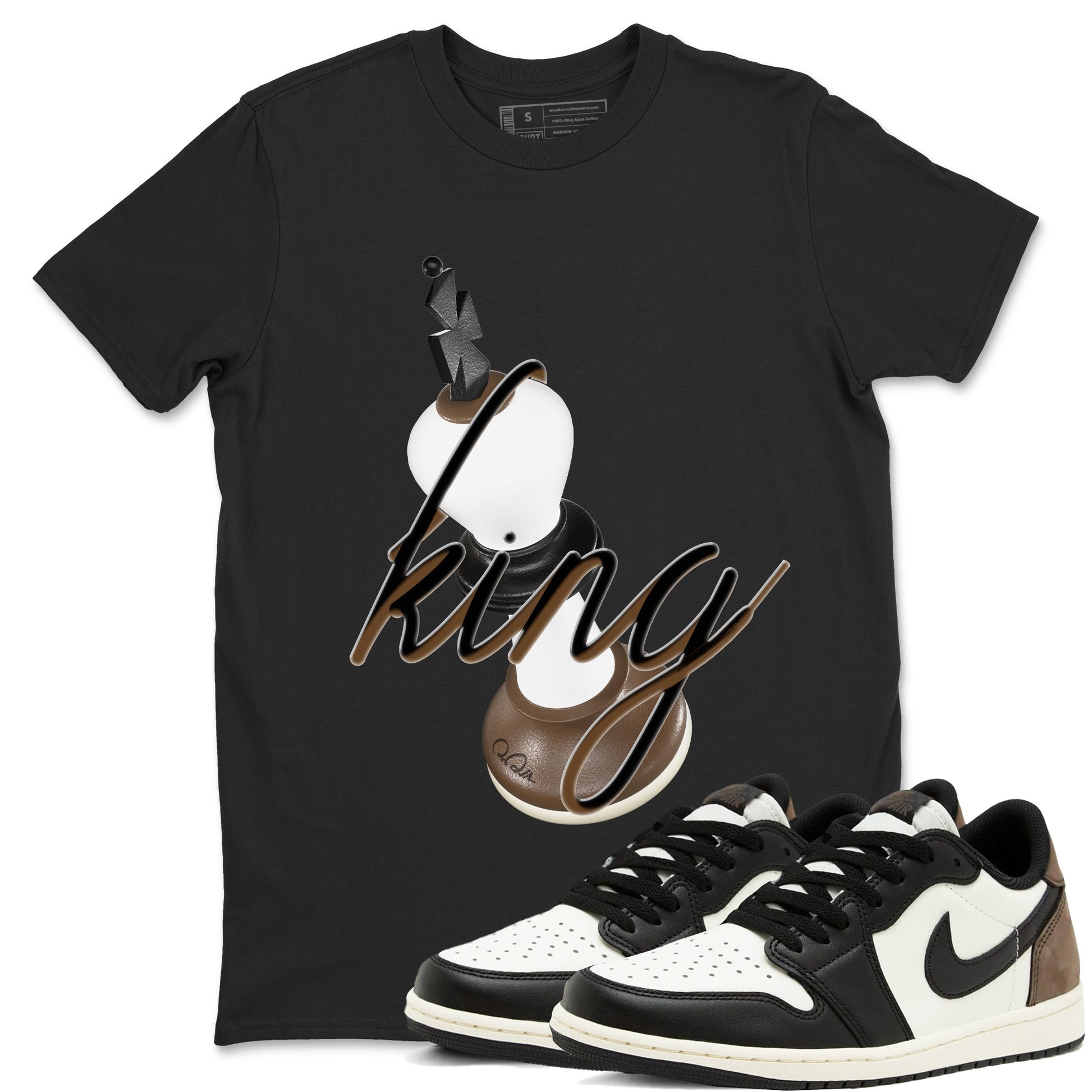 1s Low OG Mocha shirts to match jordans 3D King sneaker match tees Air Jordan 1 Mocha match shoes to clothes SNRT Sneaker Tees unisex cotton Black 1 shirts