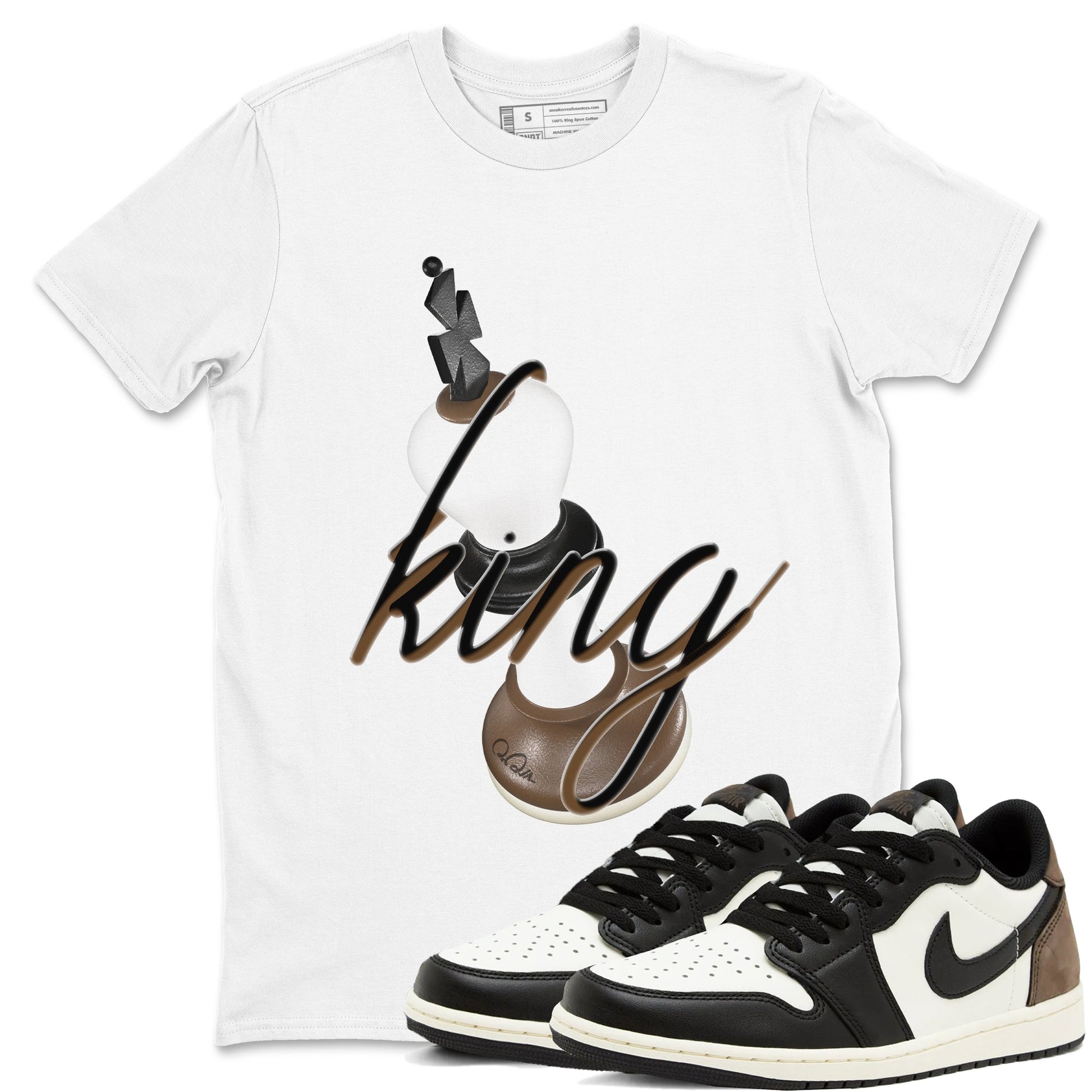 1s Low OG Mocha shirts to match jordans 3D King sneaker match tees Air Jordan 1 Mocha match shoes to clothes SNRT Sneaker Tees unisex cotton White 1 shirts