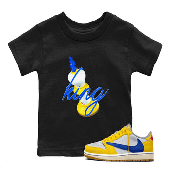1s Travis Scott Canary shirt to match jordans 3D King sneaker tees Air Jordan 1 Travis Scott Canary SNRT sneaker release tees baby toddler Black 1 cotton Shirt