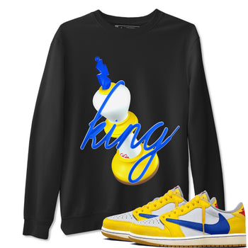 1s Travis Scott Canary shirt to match jordans 3D King sneaker tees Air Jordan 1 Travis Scott Canary SNRT Sneaker Release Tees unisex cotton Black 1 crew neck shirt