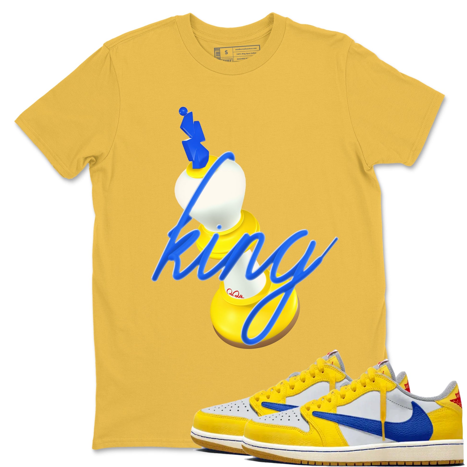 1s Travis Scott Canary shirt to match jordans 3D King sneaker tees Air Jordan 1 Travis Scott Canary SNRT Sneaker Release Tees unisex cotton Daisy 1 crew neck shirt