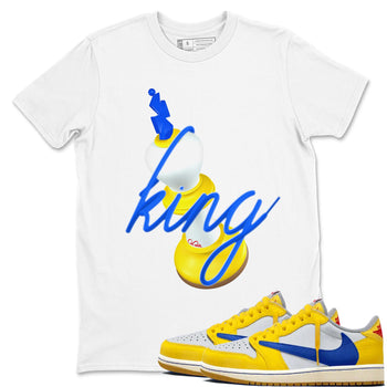 1s Travis Scott Canary shirt to match jordans 3D King sneaker tees Air Jordan 1 Travis Scott Canary SNRT Sneaker Release Tees unisex cotton White 1 crew neck shirt