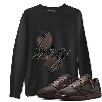 Air Jordan 1 Travis Scott Velvet Brown shirts to match jordans 3D King sneaker match tees Travis Scott x Air Jordan 1 Low OG Velvet Brown best t shirts to wear with jordans SNRT Sneaker Tees unisex cotton Black 1 shirts