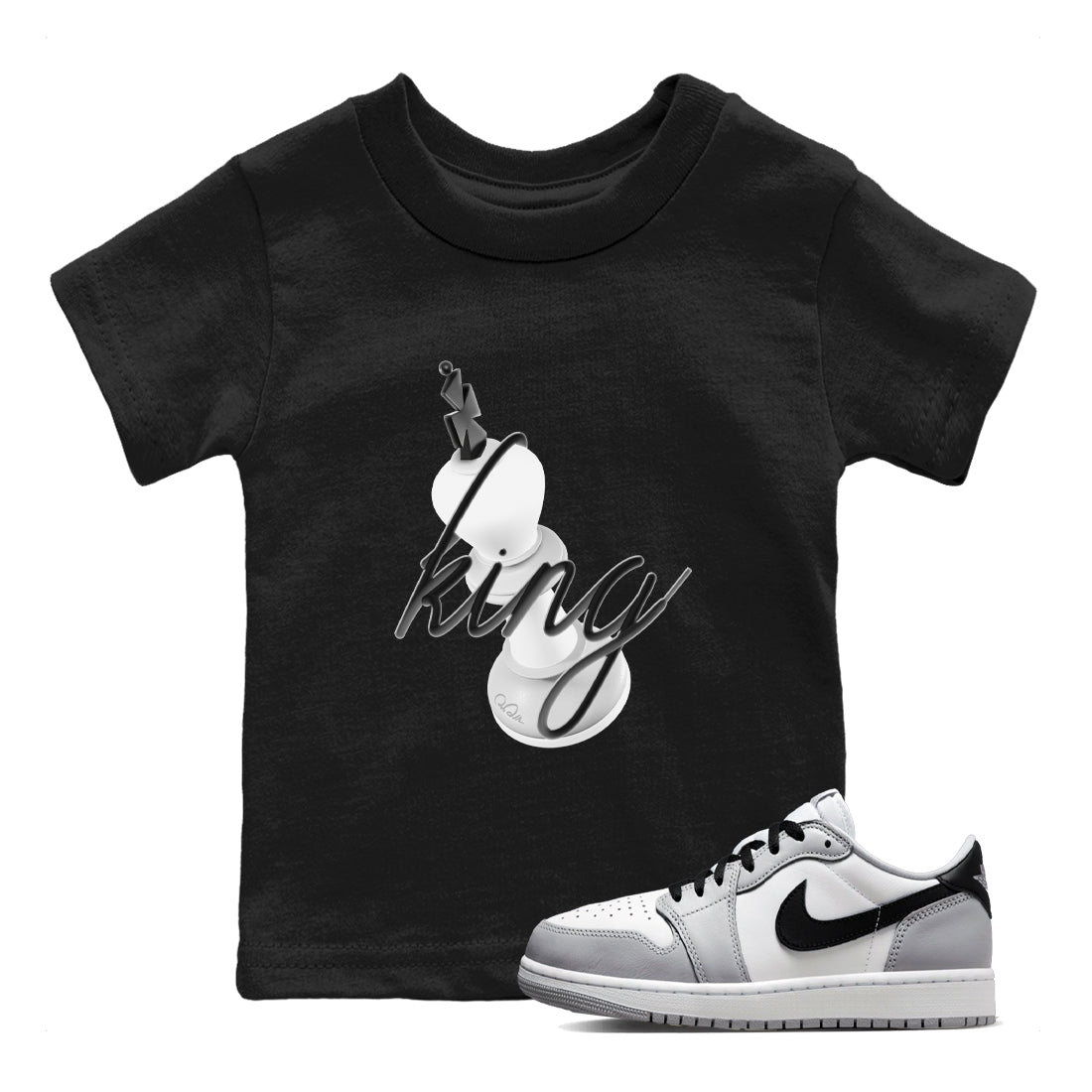 1s Wolf Grey shirts to match jordans 3D King sneaker match tees Air Jordan 1 Wolf Grey SNRT Sneaker Tees streetwear brand Baby and Youth Black 1 cotton tee