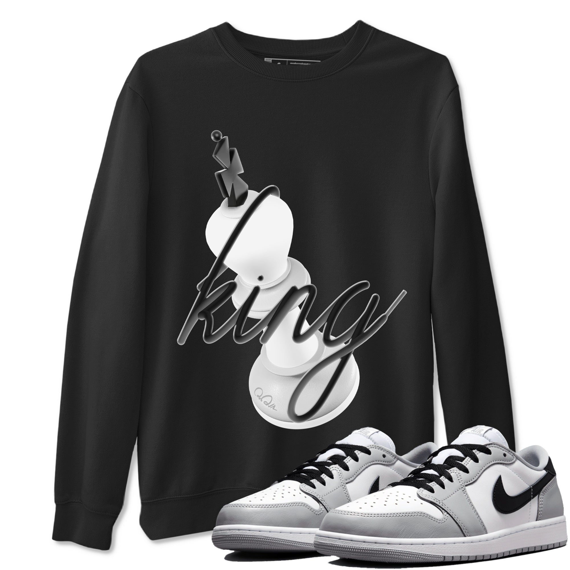 1s Wolf Grey shirts to match jordans 3D King sneaker match tees Air Jordan 1 Wolf Grey SNRT Sneaker Tees streetwear brand Black 1 unisex cotton tee