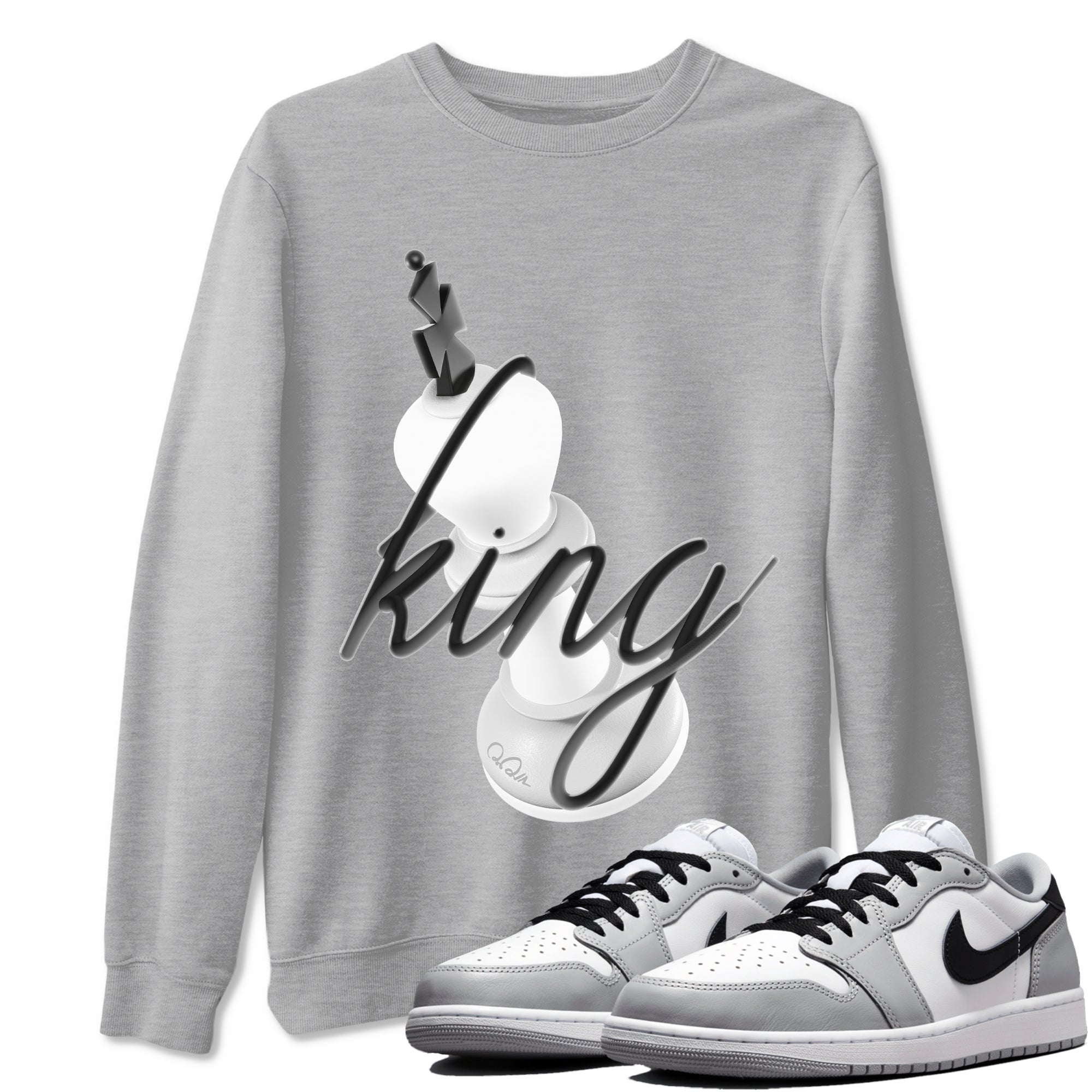 1s Wolf Grey shirts to match jordans 3D King sneaker match tees Air Jordan 1 Wolf Grey SNRT Sneaker Tees streetwear brand Heather Grey 1 unisex cotton tee