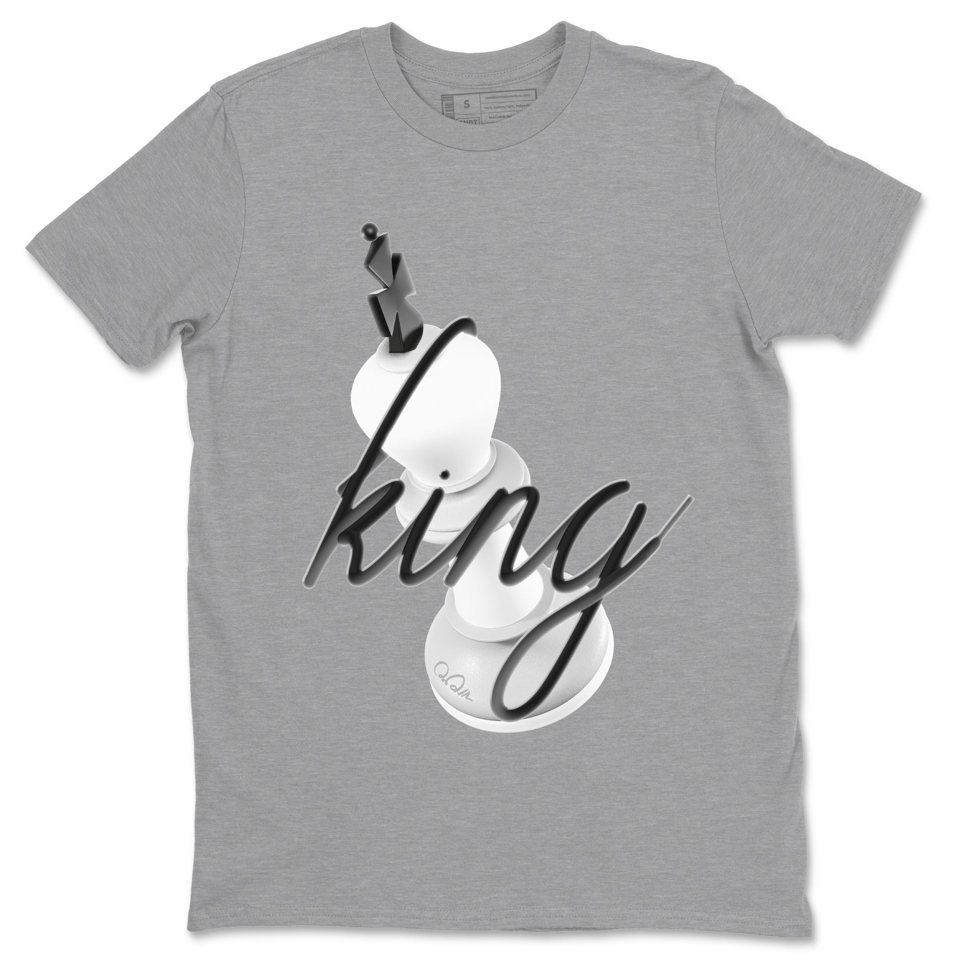 1s Wolf Grey shirts to match jordans 3D King sneaker match tees Air Jordan 1 Wolf Grey SNRT Sneaker Tees streetwear brand Heather Grey 2 unisex cotton tee