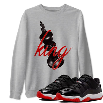 Jordan 11 Low Bred t-shirts to match jordans 3d King sneaker match tees Air Jordan 11 Bred graphic tee for sneakerheads SNRT Sneaker Tees unisex cotton Heather Grey 1 shirts