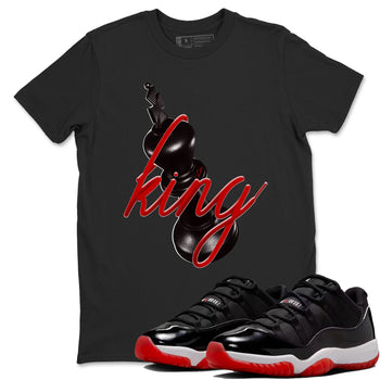 Jordan 11 Low Bred t-shirts to match jordans 3d King sneaker match tees Air Jordan 11 Bred graphic tee for sneakerheads SNRT Sneaker Tees unisex cotton Black 1 shirts