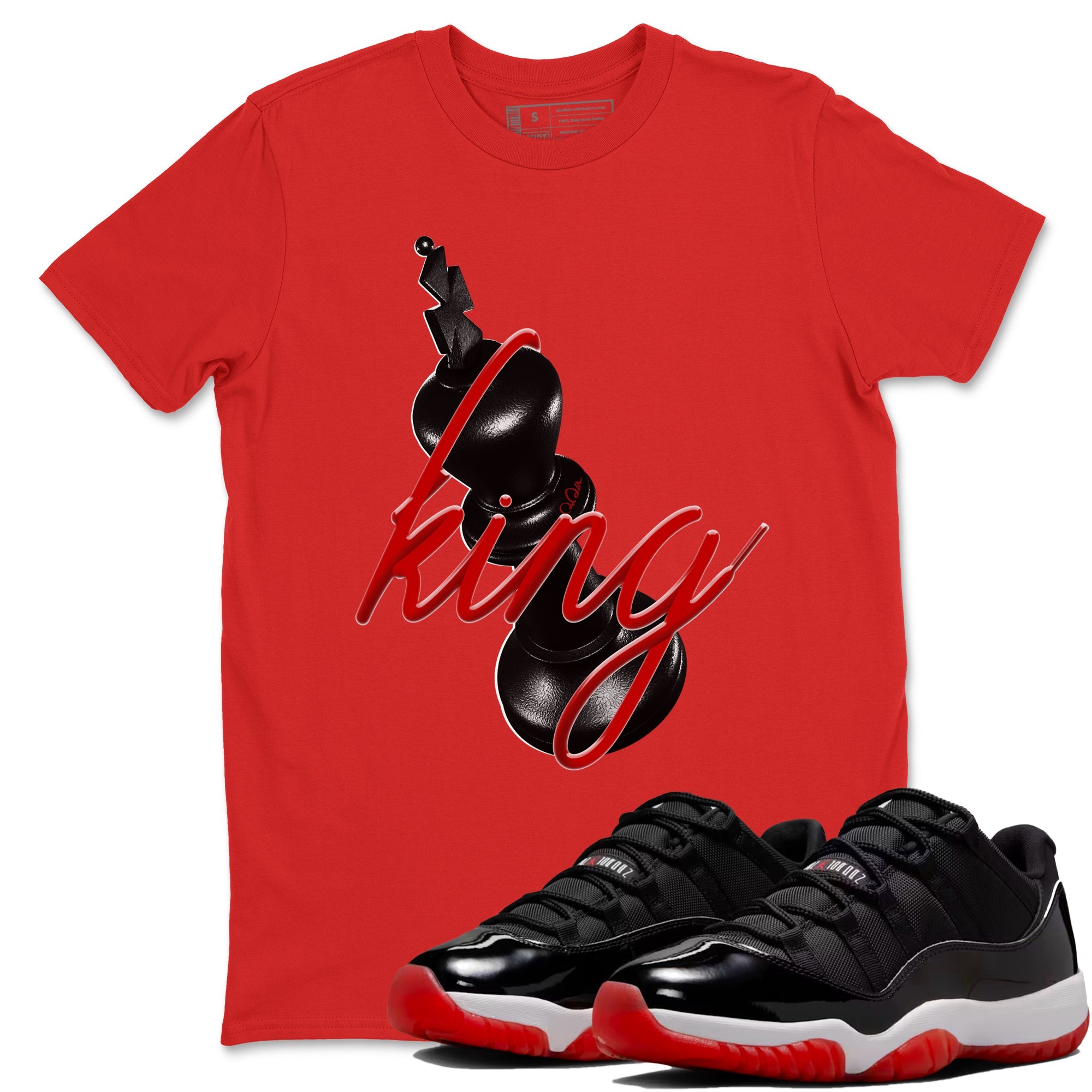 Jordan 11 Low Bred t-shirts to match jordans 3d King sneaker match tees Air Jordan 11 Bred graphic tee for sneakerheads SNRT Sneaker Tees unisex cotton Red 1 shirts
