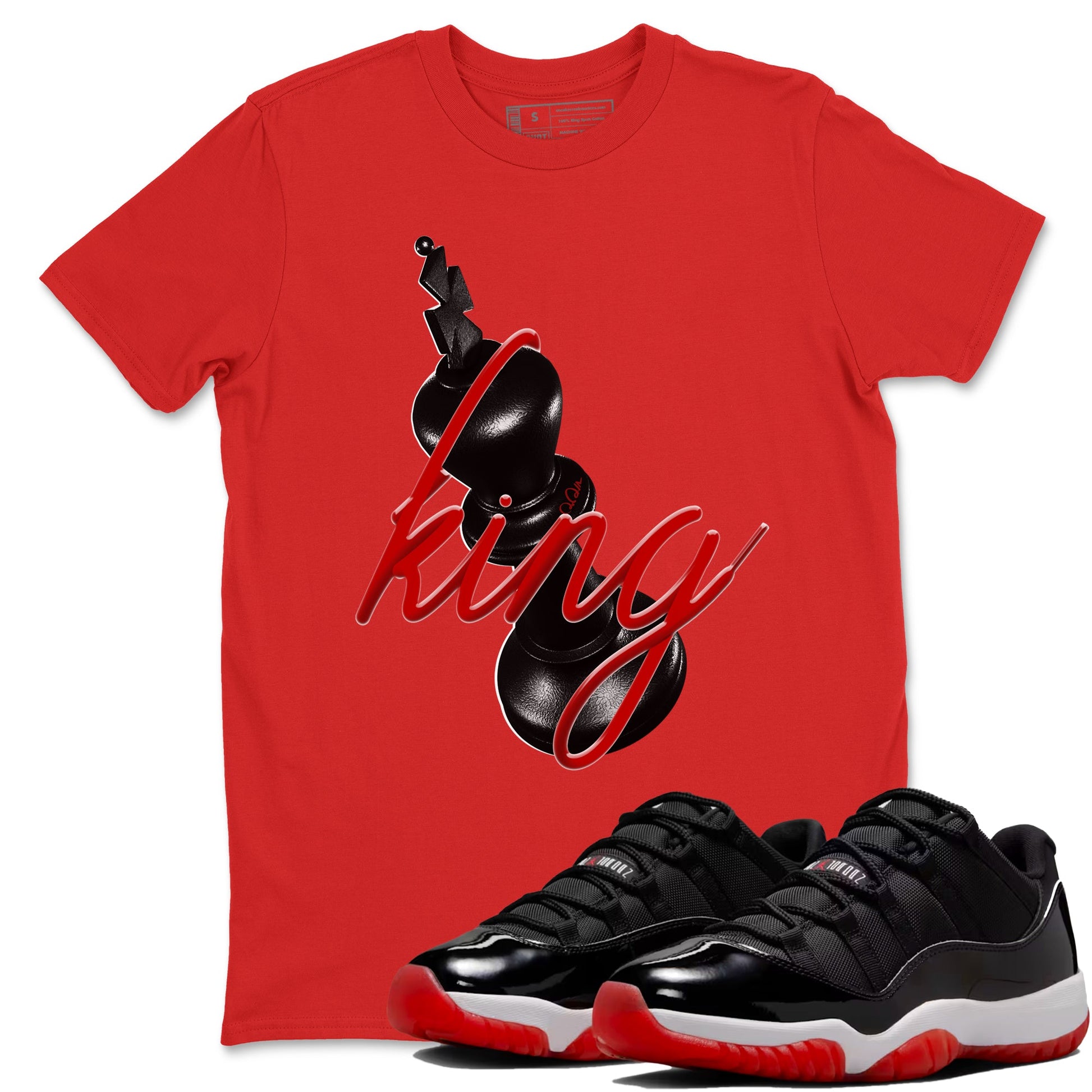 Jordan 11 Low Bred t-shirts to match jordans 3d King sneaker match tees Air Jordan 11 Bred graphic tee for sneakerheads SNRT Sneaker Tees unisex cotton Red 1 shirts