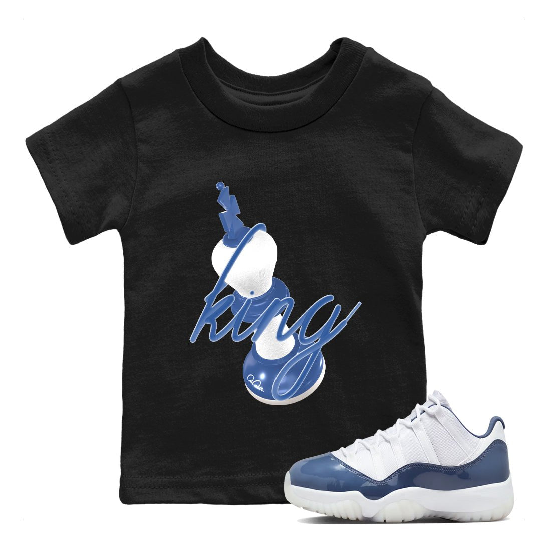 11s Diffused Blue Shirts To Match Jordans 3D King sneaker match tees Air Jordan 11 Diffused Blue Tee SNRT Sneaker Release Tees Youth Baby Black 1 crew neck shirts