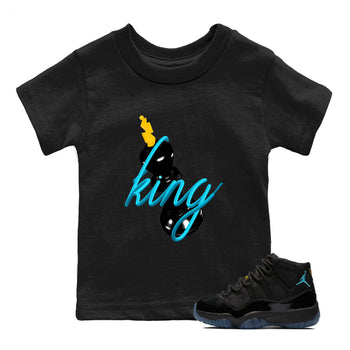 Sneaker match tees – Sneaker Tees To Match Air Jordan 11 Gamma Shoes – 3D King Kids T-Shirt Black 1