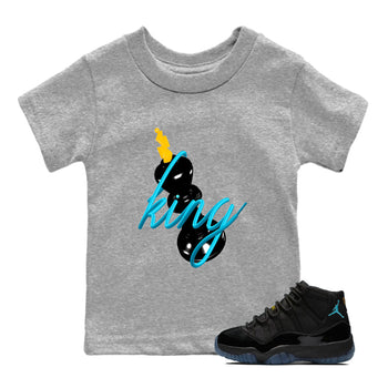 Sneaker match tees – Sneaker Tees To Match Air Jordan 11 Gamma Shoes – 3D King Kids T-Shirt Heather Grey 1