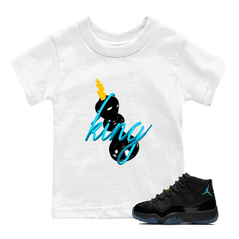 Sneaker match tees – Sneaker Tees To Match Air Jordan 11 Gamma Shoes – 3D King Kids T-Shirt White 1