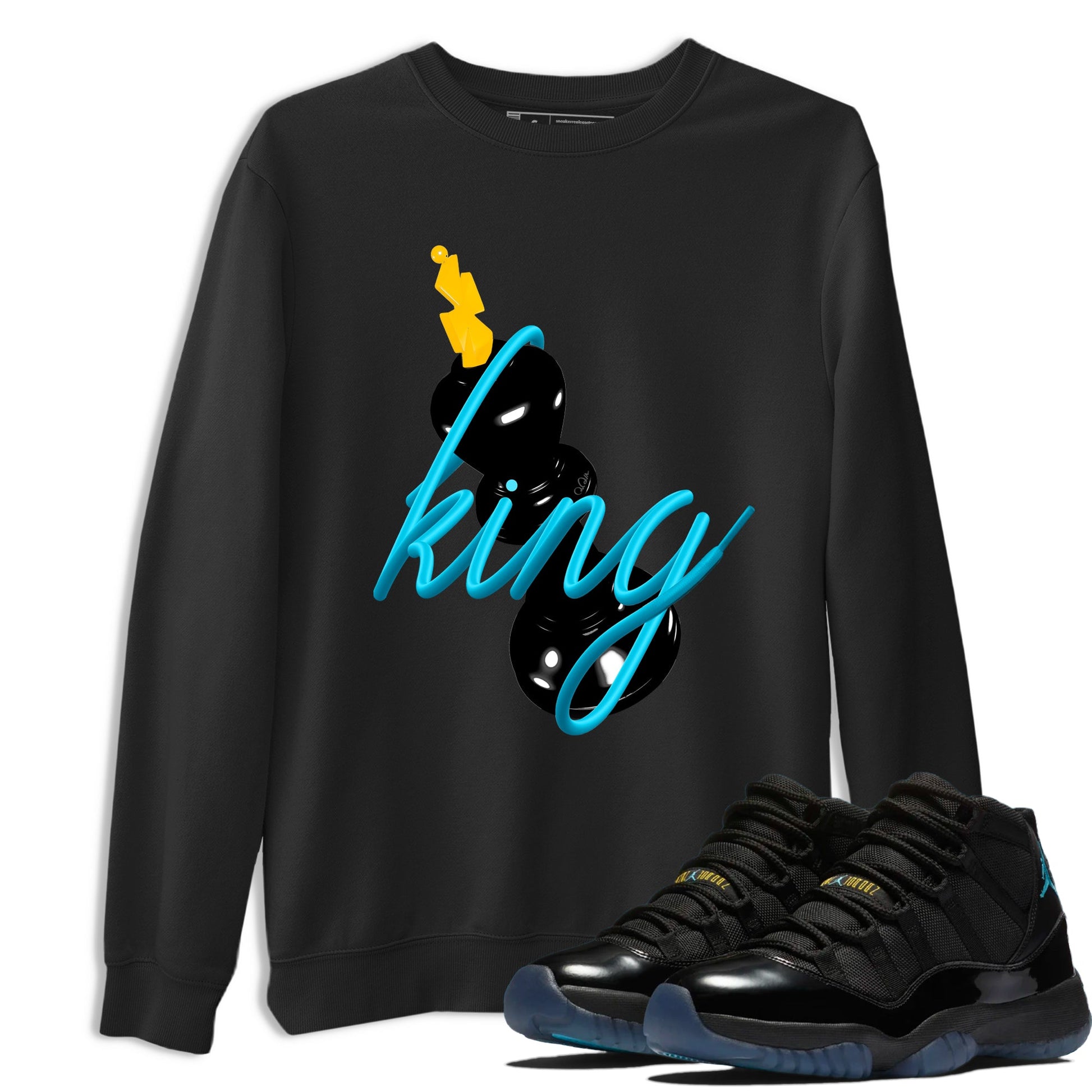 Sneaker match tees – Sneaker Tees To Match Air Jordan 11 Gamma Shoes – 3D King Tee Black 1