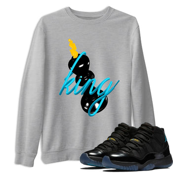 Sneaker match tees – Sneaker Tees To Match Air Jordan 11 Gamma Shoes – 3D King Tee Heather Grey 1