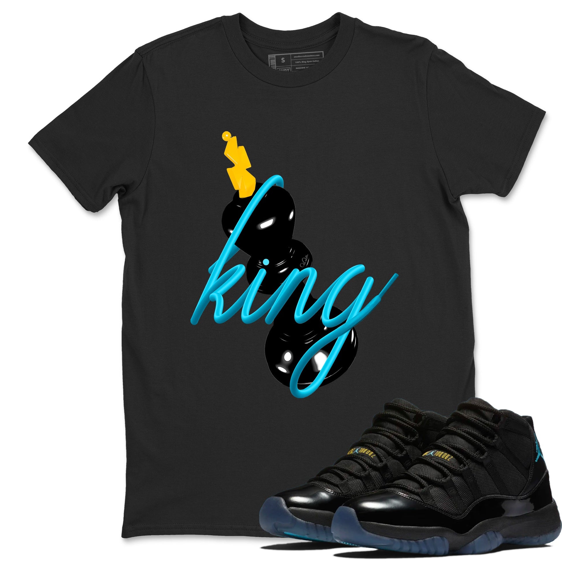 Sneaker match tees – Sneaker Tees To Match Air Jordan 11 Gamma Shoes – 3D King Tee Black 1