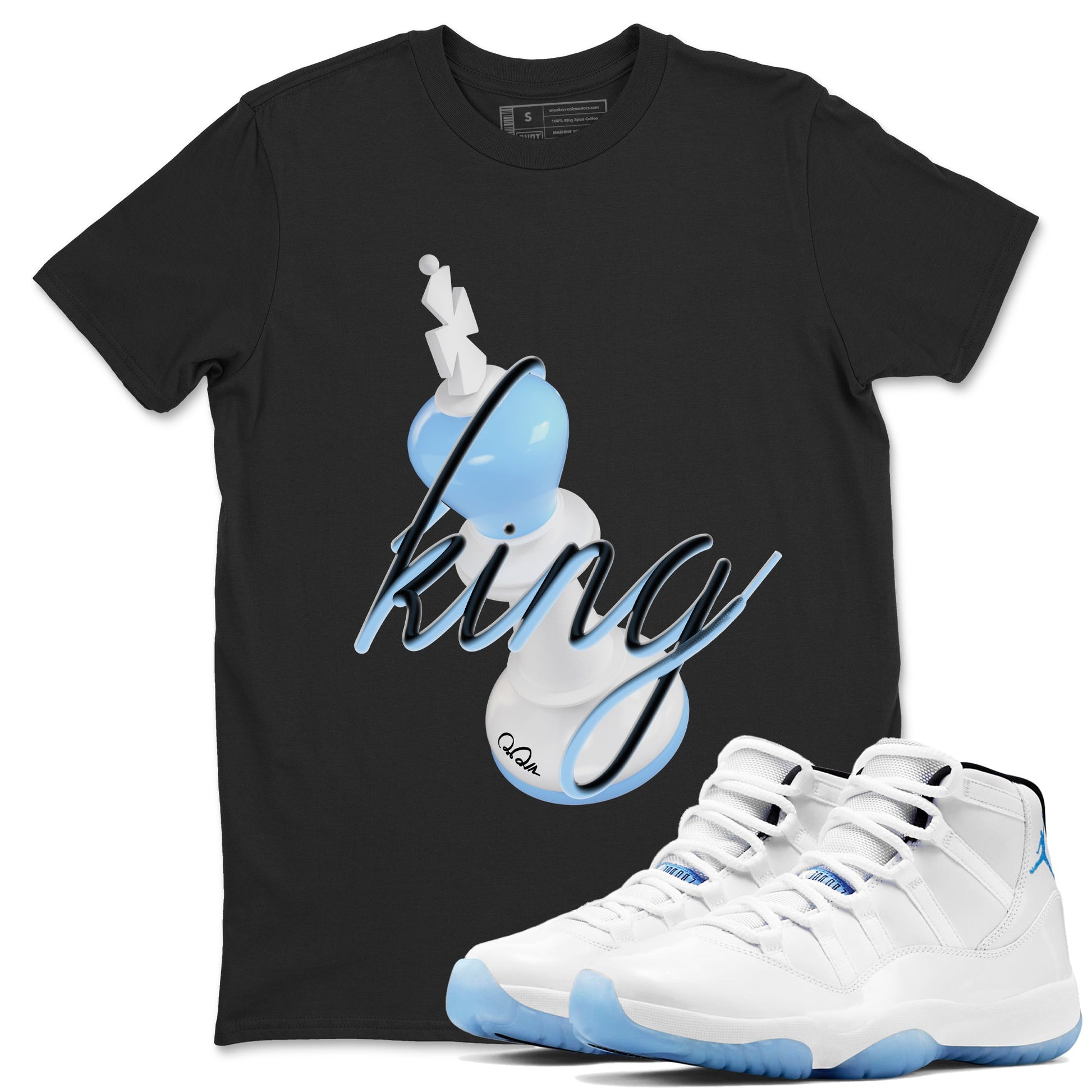 11s Retro Legend Blue shirts to match jordans 3D King sneaker match tees Air Jordan 11 Legend Blue best t shirts to wear with jordans SNRT Sneaker Tees unisex cotton Black 1 shirts