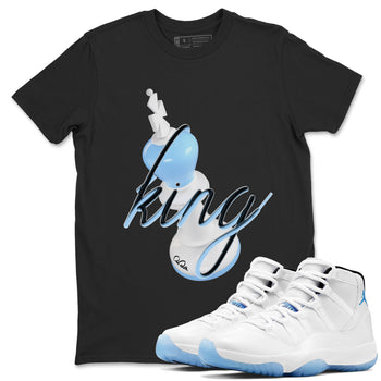 11s Retro Legend Blue shirts to match jordans 3D King sneaker match tees Air Jordan 11 Legend Blue best t shirts to wear with jordans SNRT Sneaker Tees unisex cotton Black 1 shirts