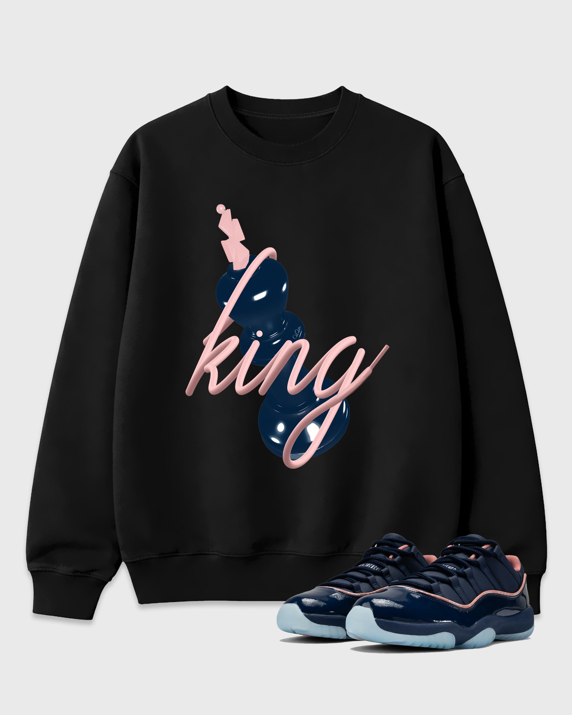 3D King Graphic T-Shirt featuring original streetwear artwork designed to match the Air Jordan 11 Made For Locals. Black 1 Graphic Tee.