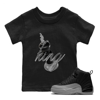12s Black Wolf Grey shirts to match jordans 3D King sneaker match tees Air Jordan 12 Barons match shoes to clothes SNRT Sneaker Tees Youth Baby Black 1 tee