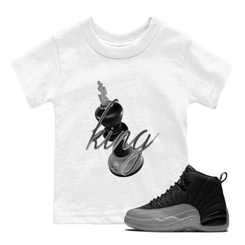 12s Black Wolf Grey shirts to match jordans 3D King sneaker match tees Air Jordan 12 Barons match shoes to clothes SNRT Sneaker Tees Youth Baby White 1 tee