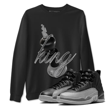 12s Black Wolf Grey shirts to match jordans 3D King sneaker match tees Air Jordan 12 Barons match shoes to clothes SNRT Sneaker Tees unisex cotton Black 1 shirts