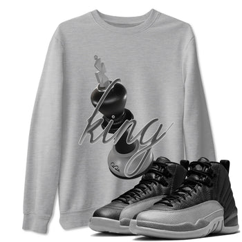 12s Black Wolf Grey shirts to match jordans 3D King sneaker match tees Air Jordan 12 Barons match shoes to clothes SNRT Sneaker Tees unisex cotton Heather Grey 1 shirts