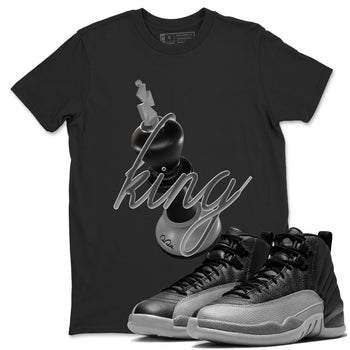 12s Black Wolf Grey shirts to match jordans 3D King sneaker match tees Air Jordan 12 Barons match shoes to clothes SNRT Sneaker Tees unisex cotton Black 1 shirts