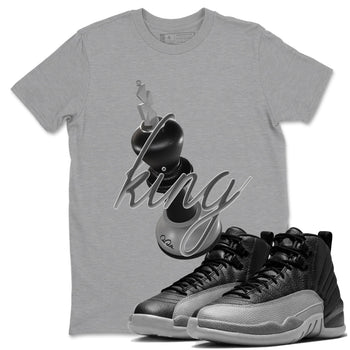 12s Black Wolf Grey shirts to match jordans 3D King sneaker match tees Air Jordan 12 Barons match shoes to clothes SNRT Sneaker Tees unisex cotton Heather Grey 1 shirts